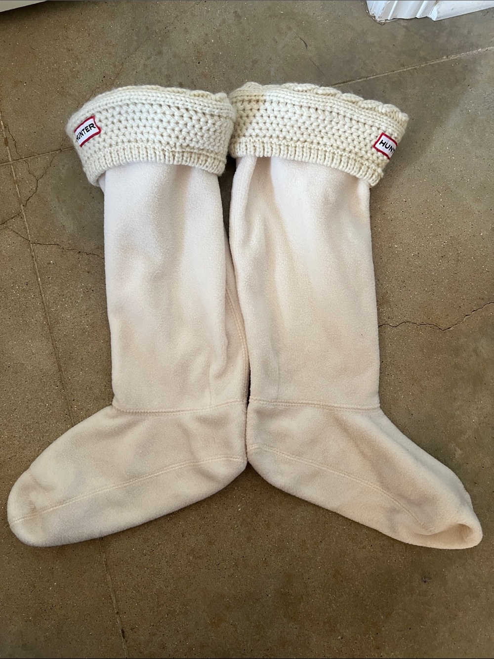 Hunter Cream Knit Cuff Fleece Boot Liners